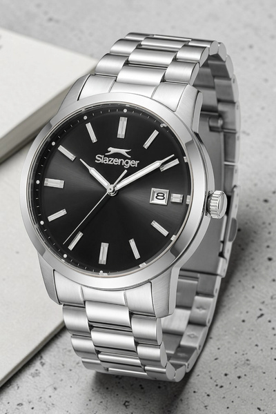 Slazenger Steel Cord, Steel Case Men's Wristwatch Bracelet Gift Silver-Black ...