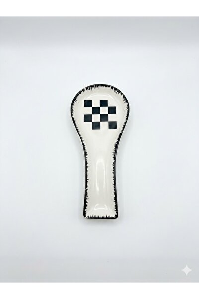 UNDHOME Ceramic Checkerboard Pattern Dirty Spoon Rest Countertop Scoop Spoon ...