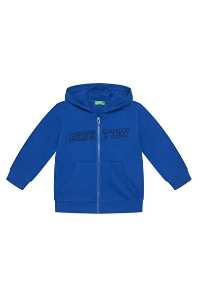 Benetton 3J68G503VM Μπλε ζακέτα με κουκούλα για αγόρια