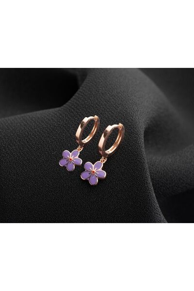 Silvano Jewelry 925 Ayar Rose Mineli Çiçek Çocuk Küpesi