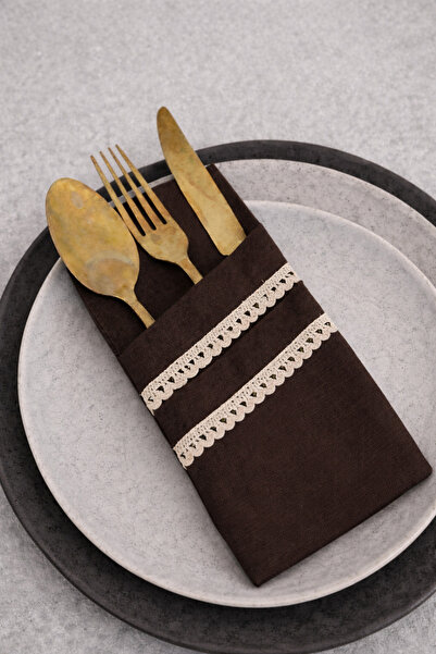 Mirilliahome Καφέ δαντελωτό υφασμάτινο θήκη για μαχαιροπίρουνα, διακοσμητικός...