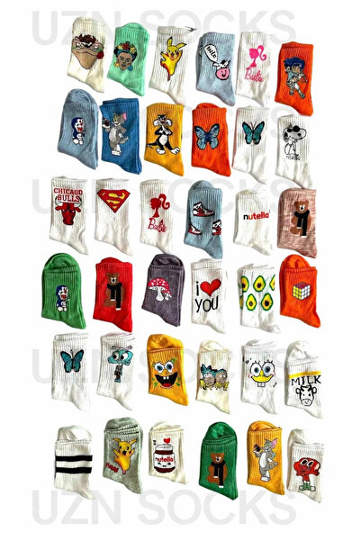 UZN SOCKS Σετ 10 ζευγαριών πολύχρωμων κάλτσες με σχέδια χαρακτήρων – Unisex β...