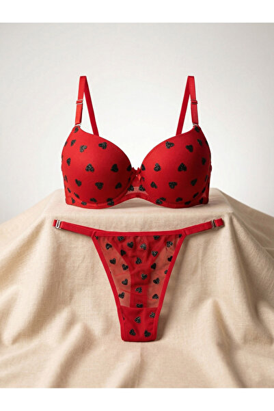 TAŞDELEN AVM Σετ Σουτιέν και Εσώρουχα με Σχέδια και Λεπτομέρειες από Γκλίτερ ...