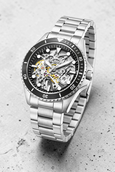 Slazenger Automatic Mechanism Steel Cord, Steel Case Men Wristwatch Wrist Bra...