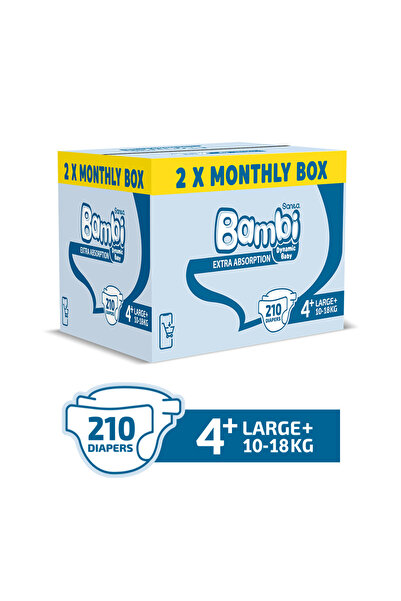 Sanita Bambi Baby Diapers, 210 Diapers, Size 4+ (10-18 kg), 2x Monthly Box