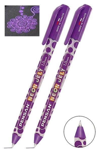 Artlantis Purple Neon Ballpoint Pen 2 Pieces Pensan Neon Jely Highlighter Gel...