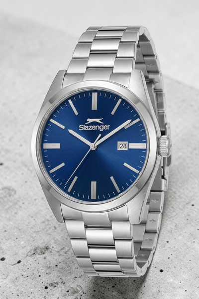 Slazenger Steel Cord, Steel Case Men's Wrist Watch with Bracelet Gift Silver-...