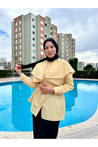 Taba Yaka Detaylı Pelerin Tunik Gömlek