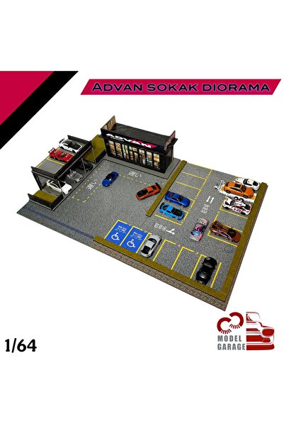 C&C Model Garage Advan Sokak Diorama 1/64 ölçek diorama maket model araç serg...