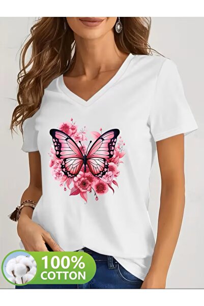 yombaa Μπλουζάκι με στάμπα. Κοντομάνικο καλοκαιρινό & ανοιξιάτικο casual τοπ,...