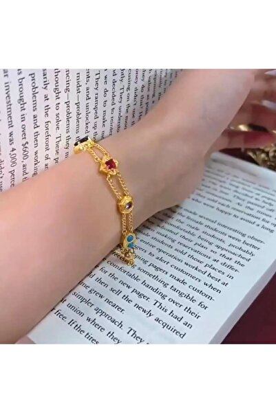 Miss Wang Ladies' Colorful Natural Stone Adjustable Double Layer Bracelet Wes...