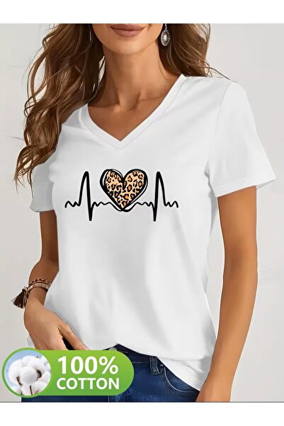 yombaa Printed T-Shirt. Short Sleeve Summer & Spring Casual Top, Women's Clot...