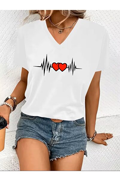 yombaa Printed T-Shirt. Short Sleeve Summer & Spring Casual Top, Women's Clot...
