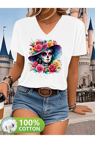 oneagılyazı Μπλουζάκι με στάμπα. Κοντομάνικο καλοκαιρινό & ανοιξιάτικο casual...