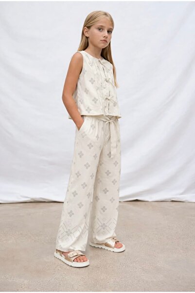 MAYORAL Limi Young Girls' Soft Texture Chiffon Blouse Half-Lined Loose Pants Set