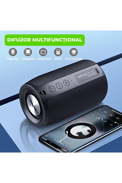 TRUE MARK - Boxă Bluetooth ZEALOT S32, Subwoofer 5W, Wireless, IPX5, Radio FM, TWS, 1800mAh, Negru