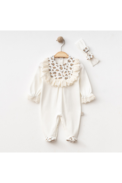 O Baby Scalloped Leopard Baby Girl Jumpsuit