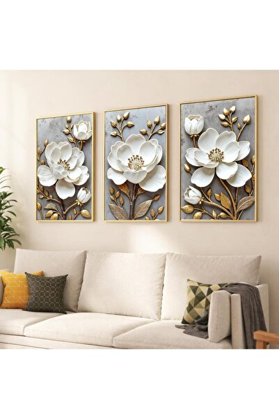 canvas3 Three Rose Paintings - Silver Frame