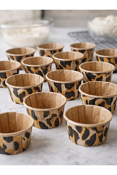 parti pera Safari Temalı Leopar Desenli Cupcake Kek Kapsülü 15 Adet