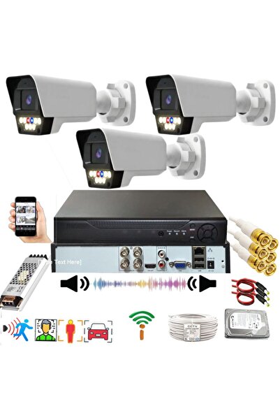 BİSES 3 lü Sesli Araç İnsan Yüz ve Hareket Algılayan 5 MP Lens 9 Warm Led Gec...