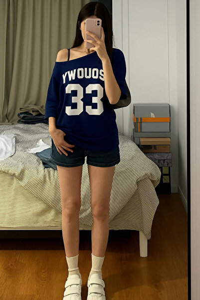 Massgai Women's Boat Neck Oywouos Printed Oversize 100% Cotton T-Shirt