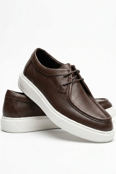 LUSIVE 100% Genuine Leather Brown Ultra Light Lace-Up Casual Men's Shoes Luass29Al0050