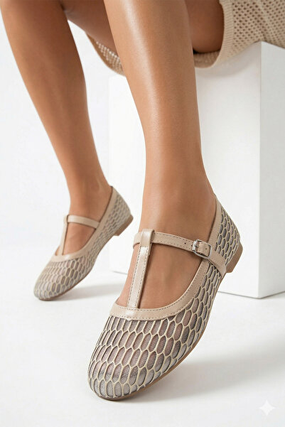 StWenn File Nakış Ve Nakış İşleme Detaylı Yuvarlak Burun Lüks Kadın Babet