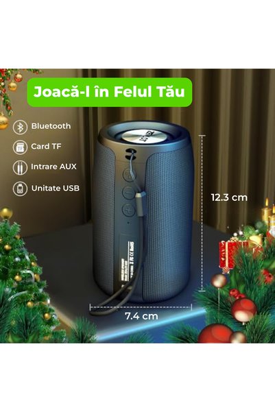 TRUE MARK - Boxă Bluetooth ZEALOT S32, Subwoofer 5W, Wireless, IPX5, Radio FM, TWS, 1800mAh, Negru
