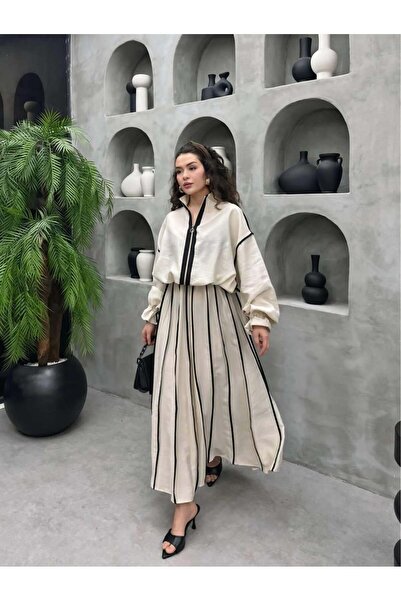 Cardella Vanessa Premium Tnsl Fabric Skirt Suit - Elegant Piping Detailed Sui...