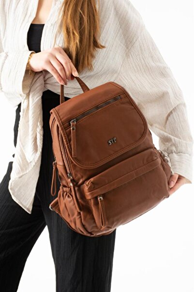 Baginn Y.S.Deri Women's Backpack Suitable for Daily Use Multi-Pocket Washable...