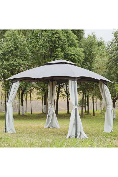 ENLIS 400x300 cm Metal Çardak Çadırı Bahçe Pergola Perdeli Gölgelik