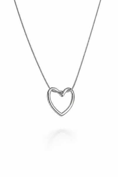 serelya 316L Steel Silver Color Heart Pendant Women's Elegant Minimal Gift Ne...