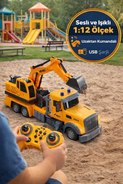 TOYFEST 1:12 Uzaktan Kumandalı İş Makinesi Sesli Işıklı USB Şarjlı Ekskavatör...