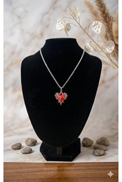 Vintage Takıhane Gotik Gothic Viktoryen Kutsal Kalp Haç Kolye Sacred Heart Kolye