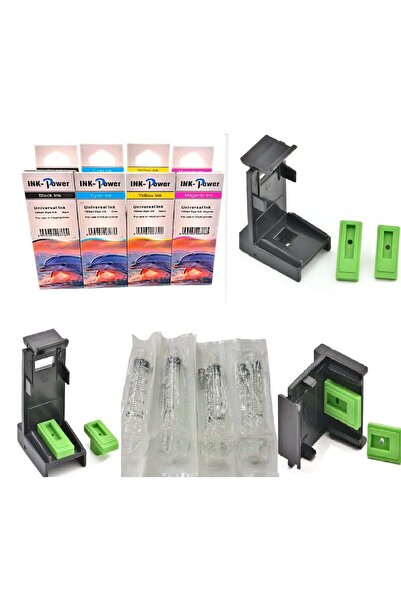 INK POWER حبر سائل كوري من INKPOWER لإعادة تعبئة خراطيش كانون وHP وإبسون، 4 أ...