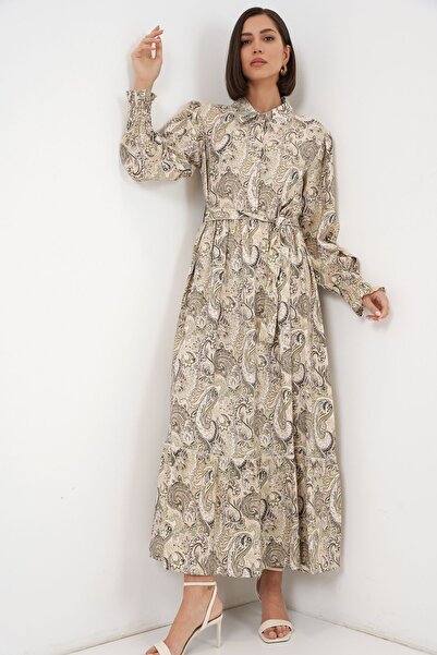 Hiccup BDART Φόρεμα-πουκάμισο μάξι με έθνικ σχέδια και ζώνη