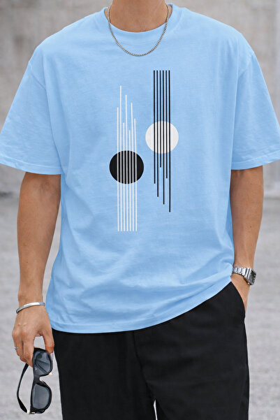 ArtYus Minimal Line and Circle Printed Unisex Oversize T-Shirt – Cotton Crew ...
