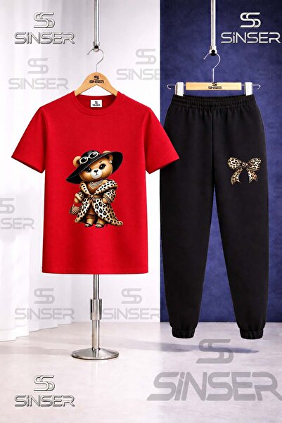 SS SİNSER Παιδικό Σετ Φόρμας με Στάμπα Αρκουδάκι, Λεοπάρ και Πολική Λεοπάρδαλη