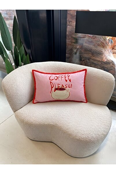 Double Sided Decorative Suede Pillow Case with Coffee Please Text - 30x50cm - Decorative Pillow Case