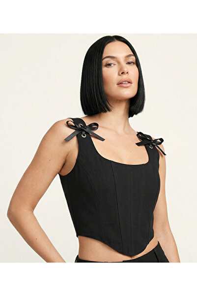 donamod Γυναικείο μαύρο τζιν κορσέ μπουστάκι, άνετο, ταιριάζει σε όλα τα μεγέθη