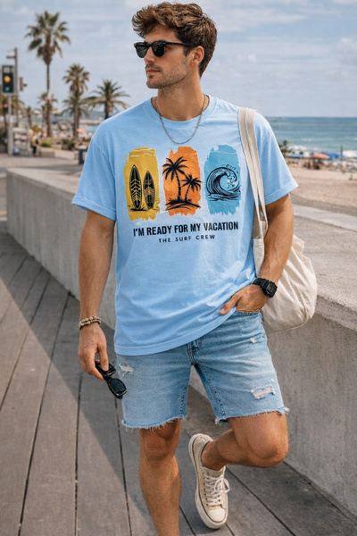 ArtYus Μπλουζάκι Unisex Oversize με στάμπα με θέμα το σερφ και τις διακοπές –...