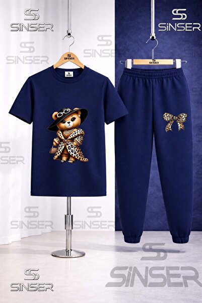 SS SİNSER Παιδικό Σετ Φόρμας με Στάμπα Αρκουδάκι, Λεοπάρ και Πολική Λεοπάρδαλη