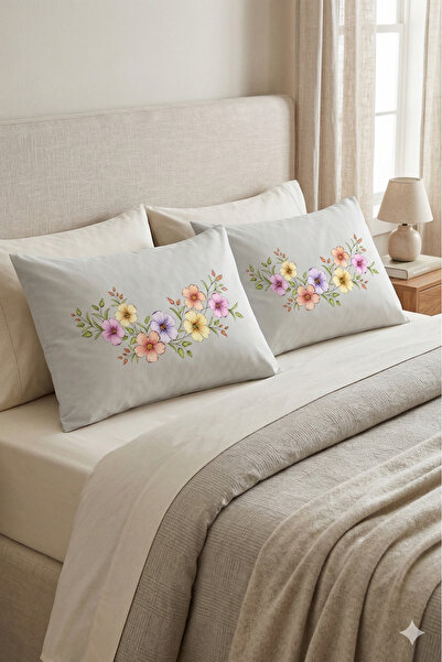 Elbasan Tekstil Μοτίβο εμπριμέ για μαξιλαροθήκη με λουλούδια 1 ζευγάρι 50 x 7...