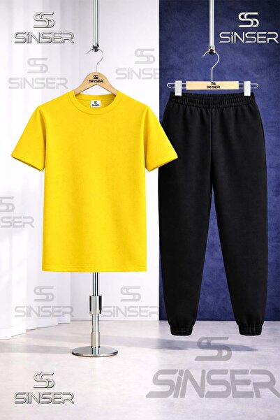 SS SİNSER طقم تي شيرت مطبوع بسيط للأطفال من ماركة TEKLI MODEL