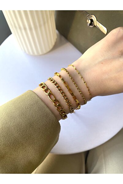 MARCİELO Accessories Çelik Gold Kombin Bileklik - Singapur, Alora Grace, Kutu...