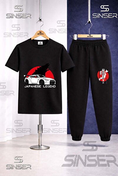 SS SİNSER طقم تي شيرت مطبوع عليه نصًا ياباني للأطفال ARABA TOKYO BYZ JAPENES