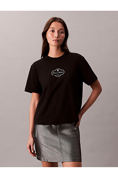 Calvin Klein Women's Boxy Cocktail Logo T-Shirt
