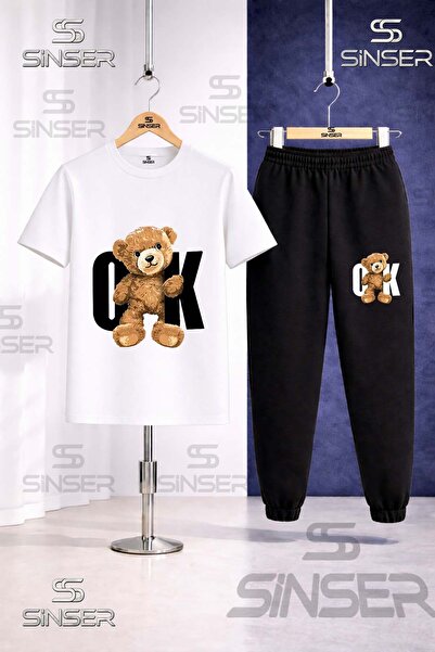 SS SİNSER Παιδικό Σετ Φόρμας με Μπλουζάκι με Στάμπα AYICIK OK SYH