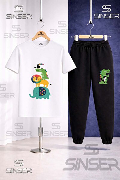 SS SİNSER Παιδικό Σετ Φόρμας με Μπλουζάκι με Στάμπα ANIMAL UST USTE COKLU