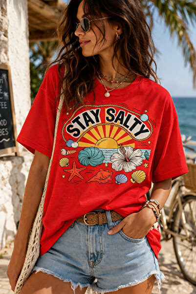 ArtYus Μπλουζάκι Unisex Oversize με στάμπα με θέμα τη θάλασσα Stay Salty – Βα...